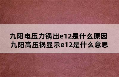 九阳电压力锅出e12是什么原因 九阳高压锅显示e12是什么意思